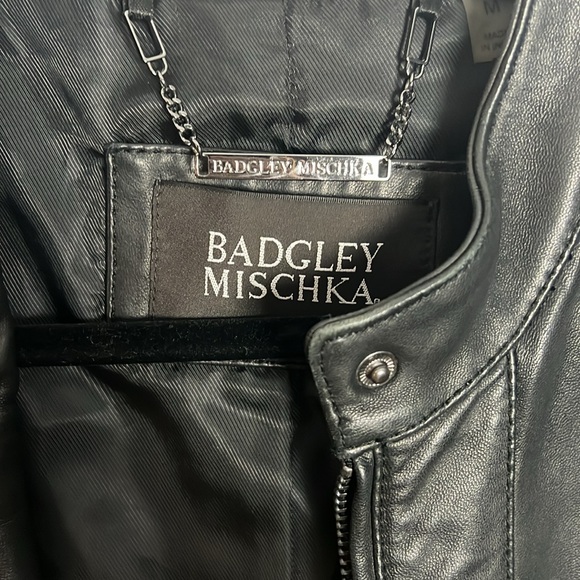 Badgley Mischka M Leather Moto Jacket in Black - Picture 5 of 7